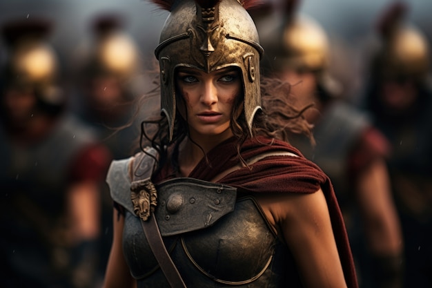 Portret van de oude Griekse Spartaanse krijger