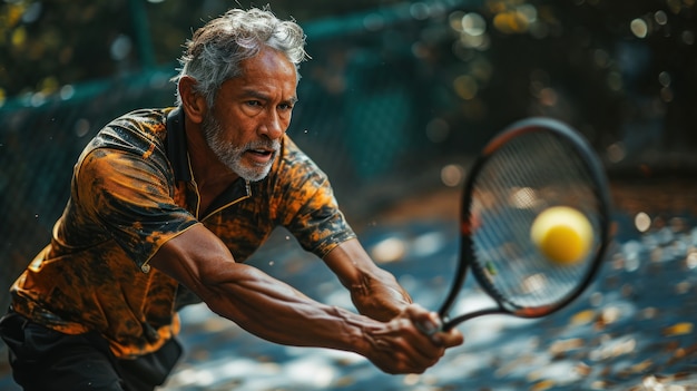 Gratis foto portret van een atletische mannelijke tennisspeler