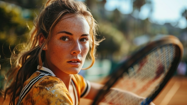 Portret van een atletische vrouwelijke tennisspeler