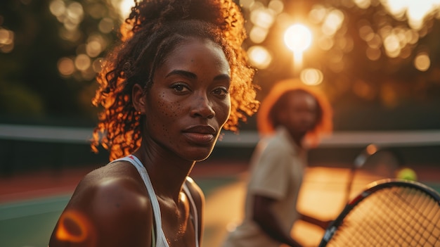 Gratis foto portret van een atletische vrouwelijke tennisspeler