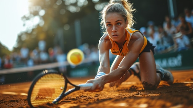 Portret van een atletische vrouwelijke tennisspeler