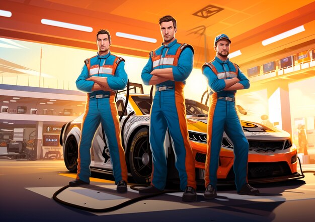 Portret van een cartoon sportteam