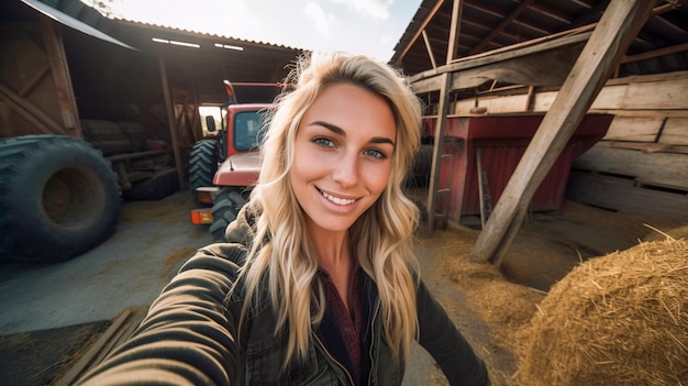 Gratis foto portret van een duizendjarige vrouw die na haar verhuizing uit de stad op het platteland woont