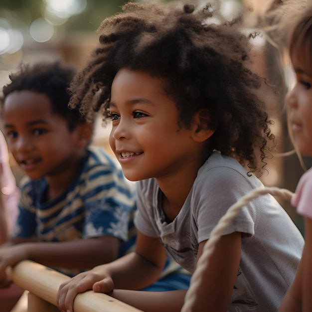 Gratis foto portret van een glimlachend afro-amerikaans meisje op de speeltuin