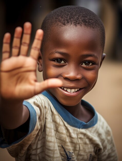 Portret van een glimlachende Afrikaanse jongen