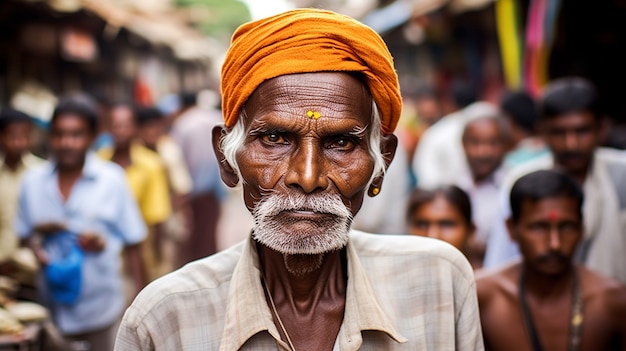 Gratis foto portret van een indiase man op straat