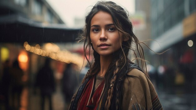 Portret van een inheemse persoon die zich in de samenleving integreert