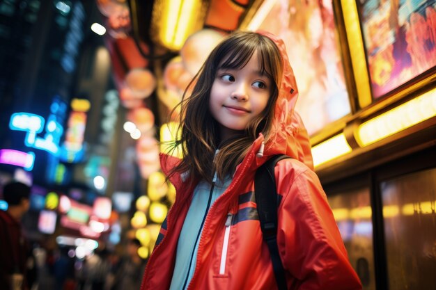 Portret van een jong meisje in de stad