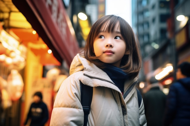 Gratis foto portret van een jong meisje in de stad