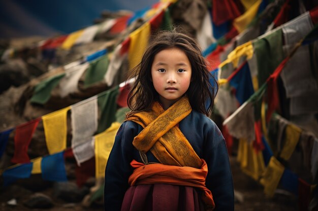 Portret van een jong meisje met traditionele kleding