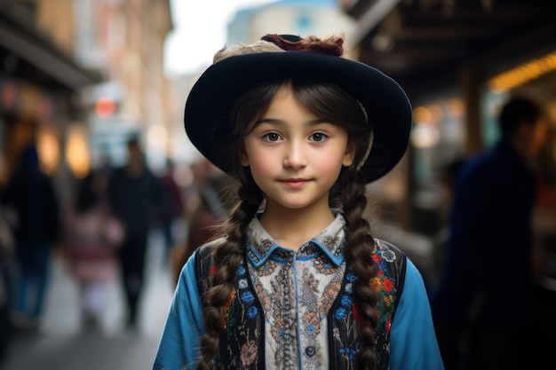 Portret van een jong meisje met traditionele kleding