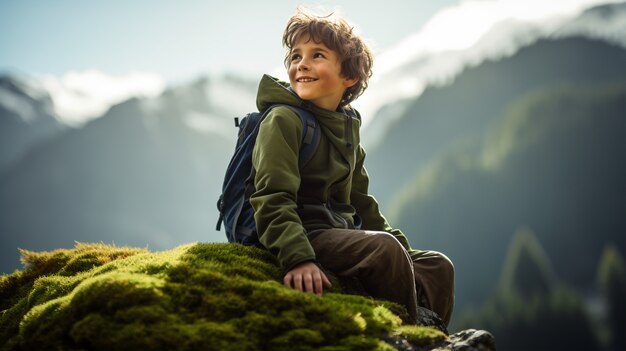 Portret van een jonge jongen op een wandeling