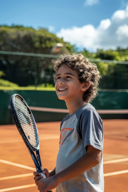 Portret van een jonge persoon die professioneel tennis speelt