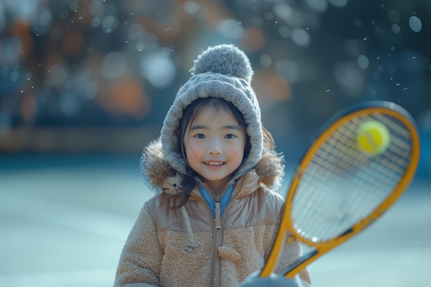 Portret van een jonge tennisspeler die tennis beoefent