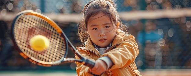 Portret van een jonge tennisspeler die tennis beoefent