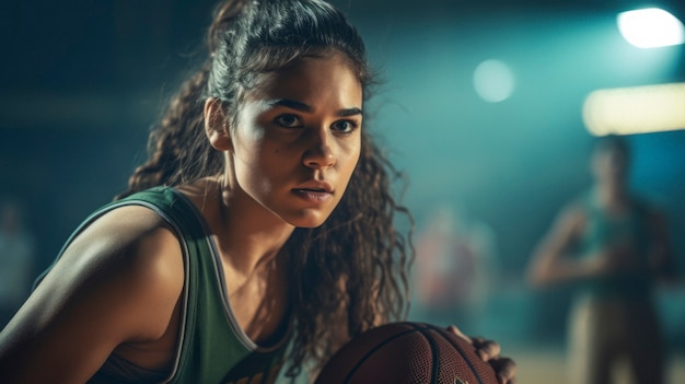 Portret van een jonge vrouwelijke basketbalspeler