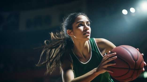 Gratis foto portret van een jonge vrouwelijke basketbalspeler