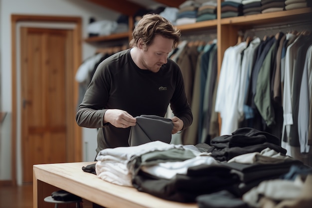 Portret van een man die huishoudelijke taken verricht en deelneemt aan de schoonmaak van het huis