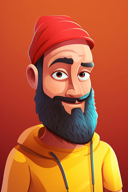 Portret van een man in cartoon-stijl