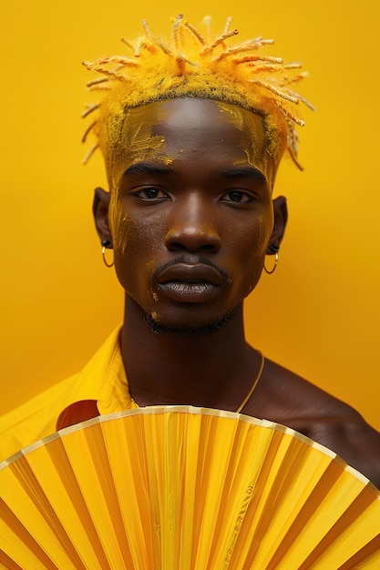 Gratis foto portret van een man in geel