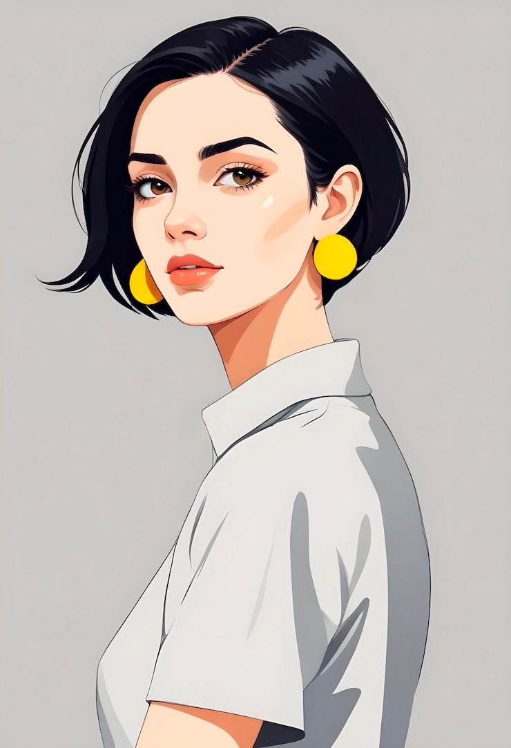 Gratis Foto portret van een mooie cartoonvrouw