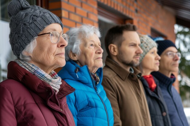 Portret van een multi-generatie gezin dat huishoudelijke ruimte deelt vanwege dure woningprijzen