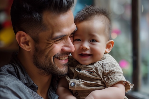 Portret van een niet-traditioneel gezin met een alleenstaande vader