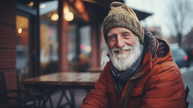 Portret van een oude man aan de zijkant