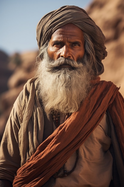 Gratis foto portret van een oude man uit de voorkant