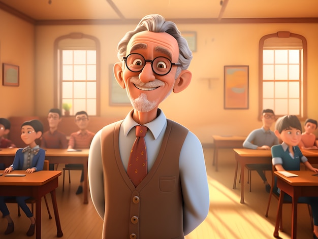 Portret van een oudere mannelijke leraar voor de dag van het onderwijs