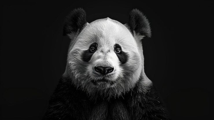 Gratis Foto portret van een panda in zwart-wit