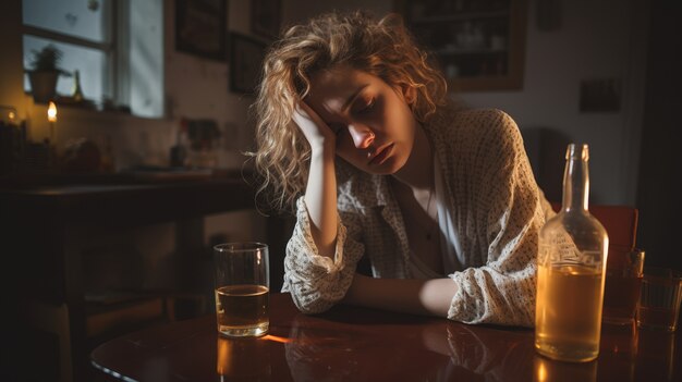 Portret van een persoon die aan een kater lijdt