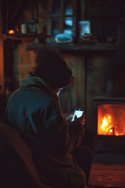 Gratis foto portret van een persoon die lijdt aan cybersiekte door te lang gebruik te maken van een technologisch apparaat