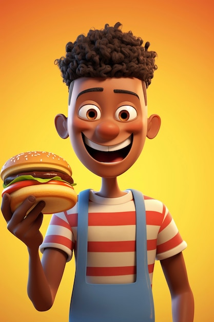 Portret van een persoon met een fastfoodburger