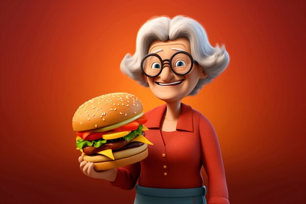 Portret van een persoon met een fastfoodburger