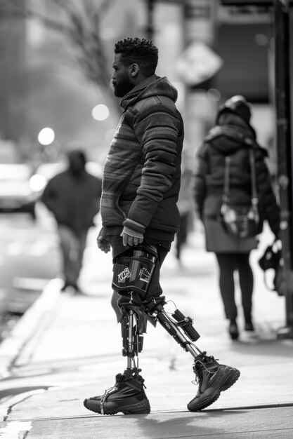 Portret van een persoon met een futuristisch bionisch lichaamsdeel