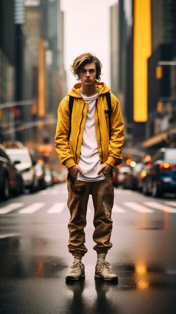 Portret van een persoon tijdens het dagelijks leven in New York City