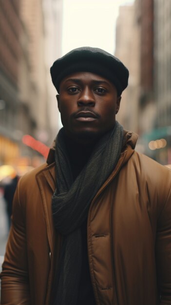 Portret van een persoon tijdens het dagelijks leven in New York City