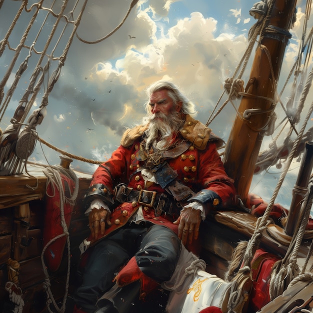 Portret van een pirat in digitale kunststijl