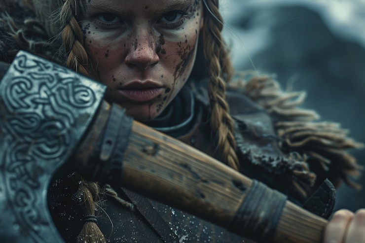 Gratis Foto portret van een scandinavische vrouwelijke viking