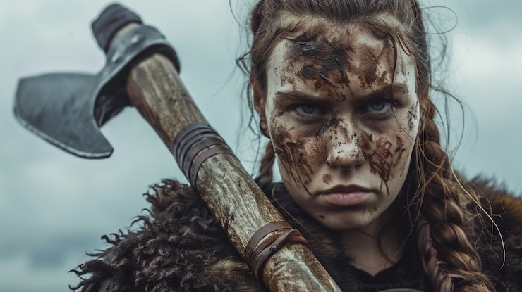 Gratis Foto portret van een scandinavische vrouwelijke viking