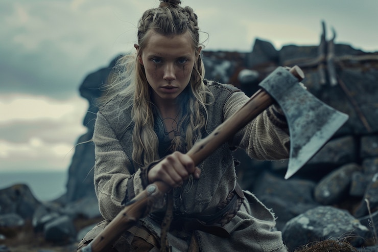 Gratis Foto portret van een scandinavische vrouwelijke viking