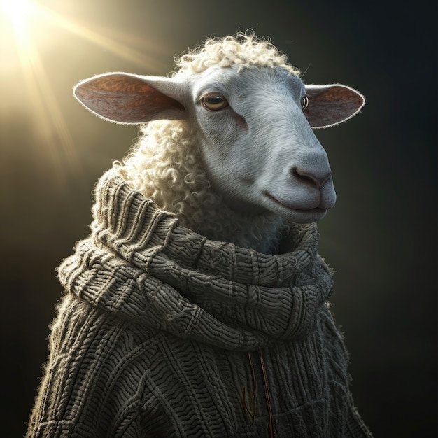 Gratis foto portret van een schaap met een trui