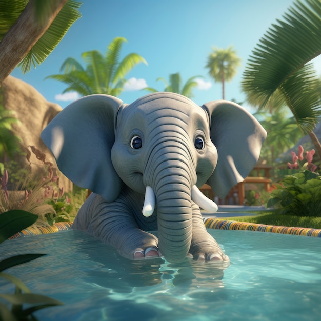 Gratis foto portret van een schattige 3d-olifant