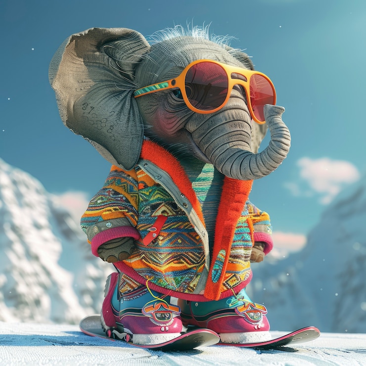 Gratis Foto portret van een schattige 3d-olifant