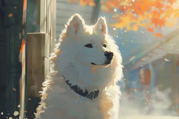 Gratis foto portret van een schattige hond in anime-stijl