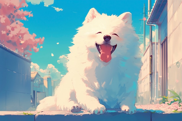 Gratis foto portret van een schattige hond in anime-stijl