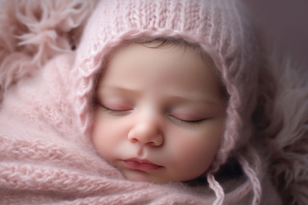 Portret van een schattige pasgeboren baby die slaapt