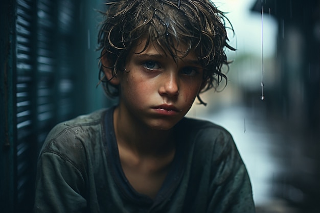 Portret van een verdrietig kind