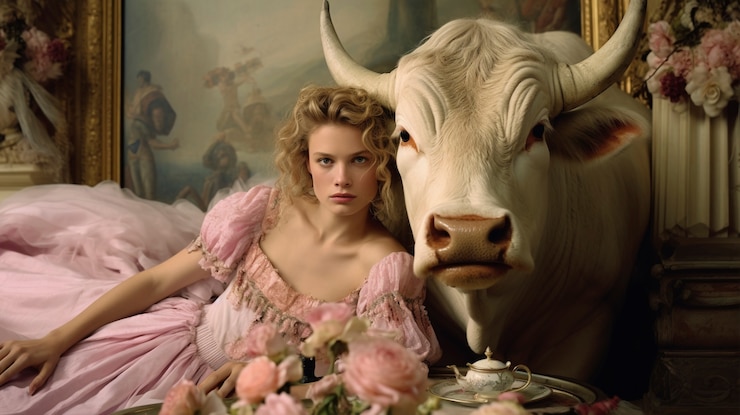 Gratis Foto portret van een vrouw die het sterrenbeeld stier vertegenwoordigt